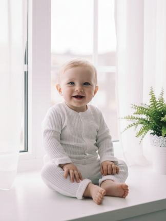 Balts svētku kostīms ar zvaigznītes spiedpogām mazuļiem, bikses+krekls, 62-92 izmērs