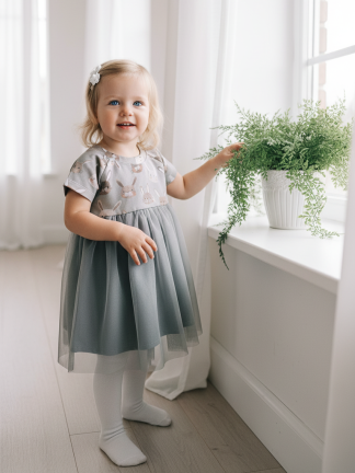 Kleita ar tillu ar īsām piedurknēm "Mīlīgie zaķi" no 80-140 izmēram