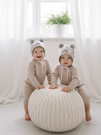 Sasienama cepure ar austiņām "Mīlīgie zaķi"