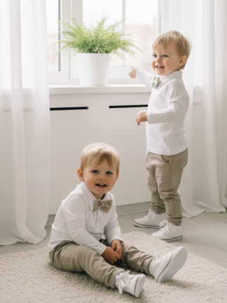 Svētku tērps lielākiem zēniem “Bēšs” no 92-140 izmēram