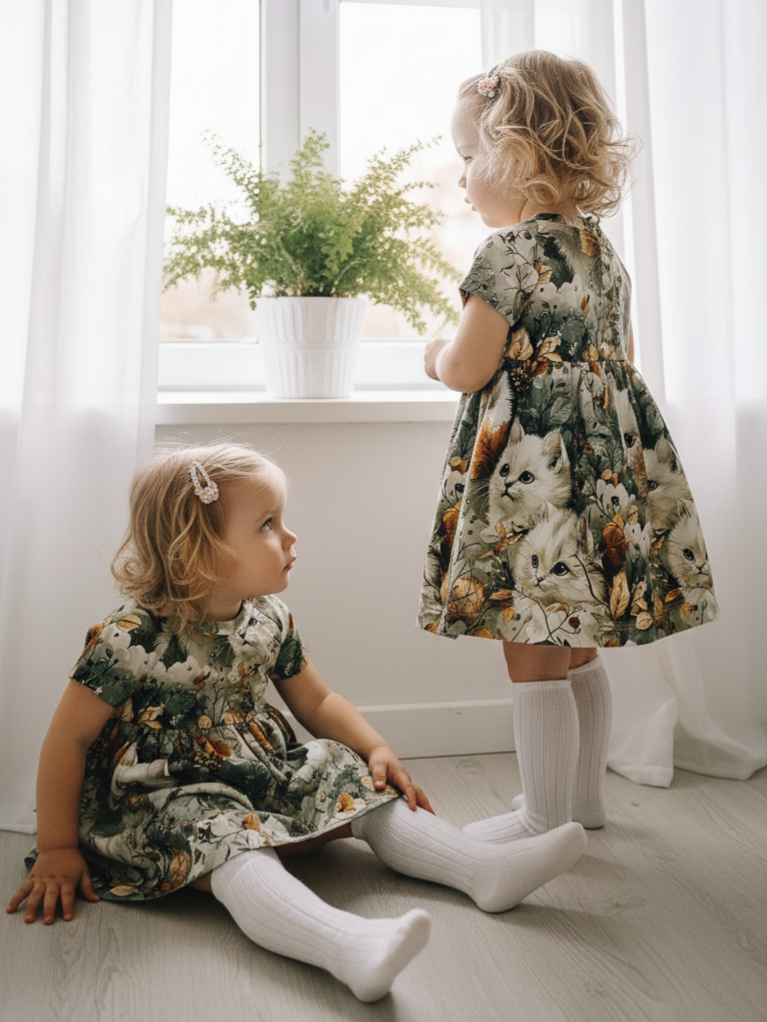 Kleita ar īsām piedurknēm "Kaķi" no 80-140 izmēram - Image 4